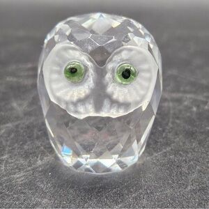 Swarovski Crystal Owl Figurine with Green Eyes